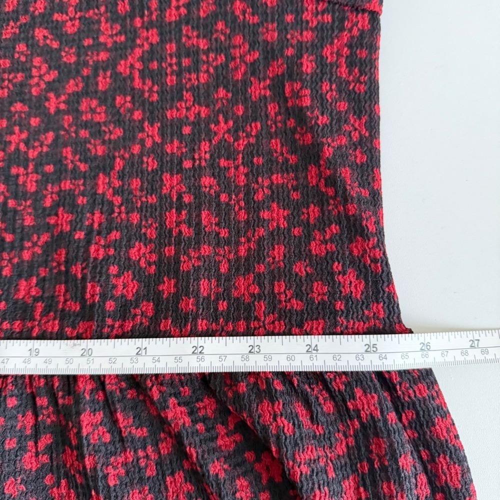 Sandra Darren Red Black Floral Crepe Tiered V-Neck boho cottagecore Dress 3X - Picture 7 of 12